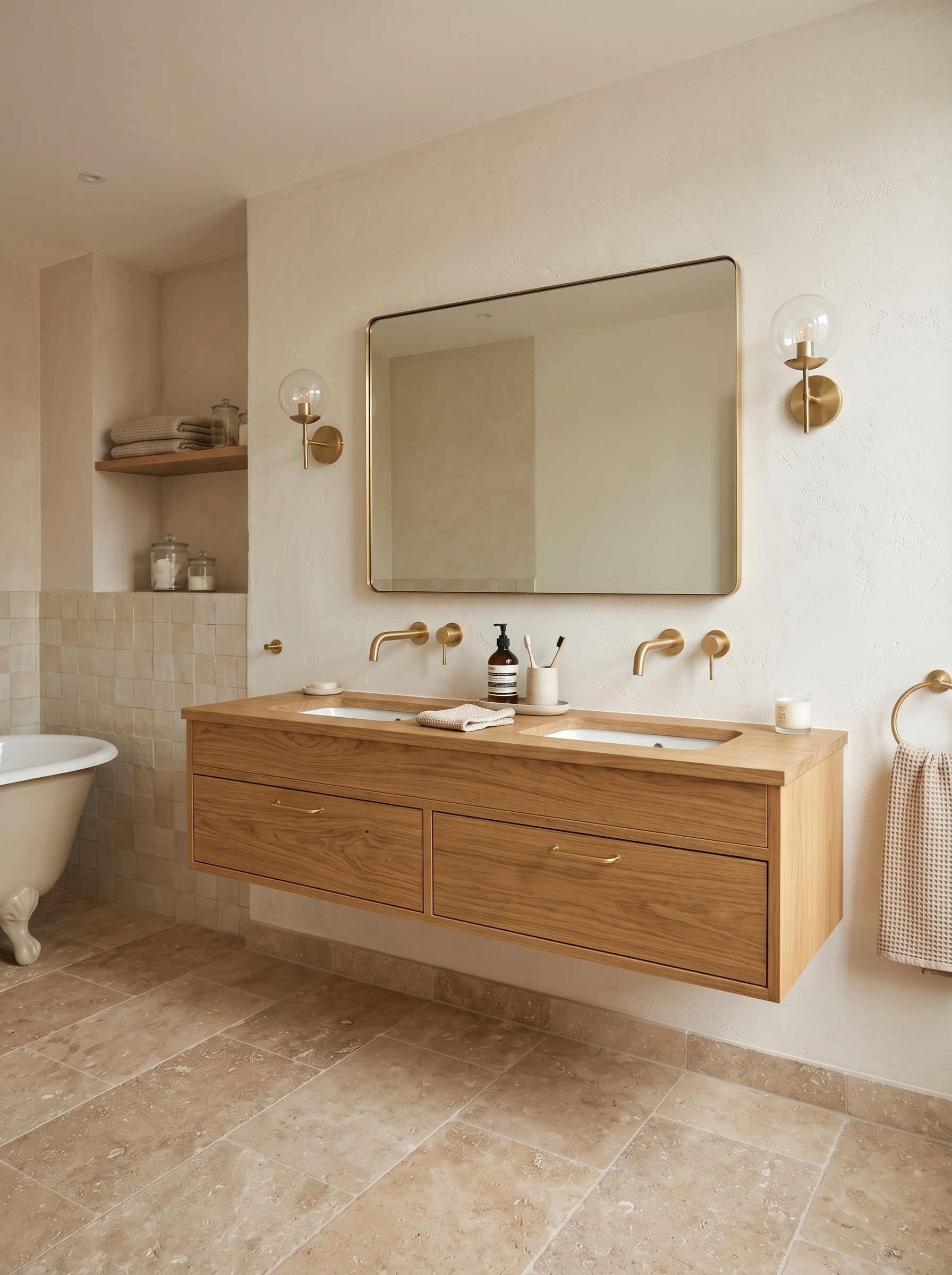 Salle de bain sur mesure bois clair